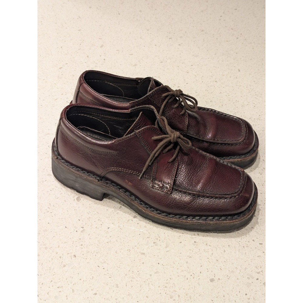 Vintage Aldo Y2K Italy Brown Leather Chunky Heel Loafers Dress Shoes Size 41 EU